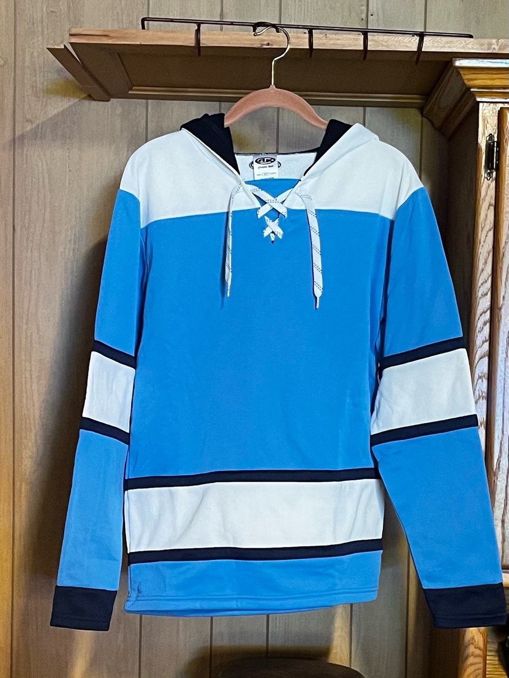 Athletic Knit Pittsburgh Penguins Blue White Lace-Up Hooded Pullover Size Small